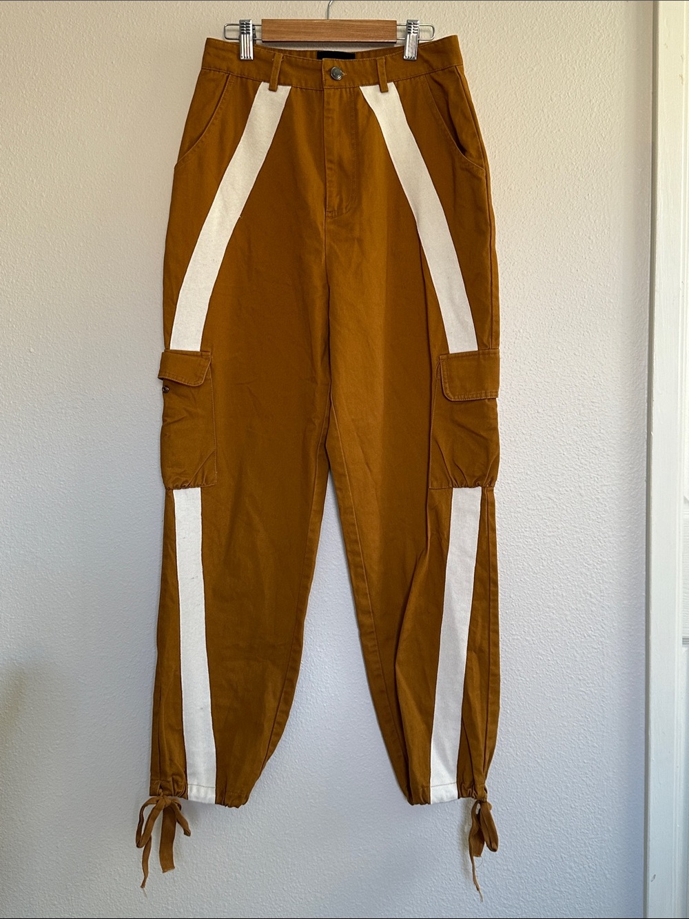 Cotton Candy Rust Track Joggers with White Stripes